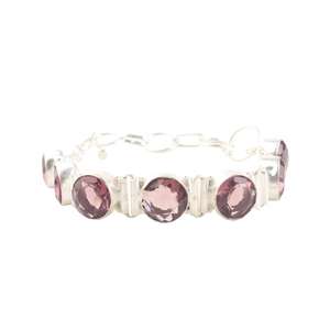 กำไลข้อมือเงินแท้ประดับโรโดไลต์ ดีไซน์แบบถ้วย ทำด้วยมือ ประดับเพชรพลอย สำหรับเดือนมิถุนายน หรูหรา คุณภาพสูง สง่างาม - Product Image 1