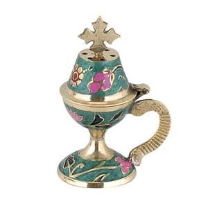 <b>Church</b> Silver <b>Incense</b> Burner Etched Designer Print Tableware Smells Diffuser and Decorative Brass Burner Fragrances - Product Image 3