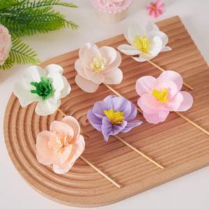 12 Uds. Flores de papel Cupcake Toppers decoración bebé en flor Baby Shower Cupcake Picks decoración fiesta suministros <span class=keywords><strong>para</strong></span> niñas mujeres - Product Image 4
