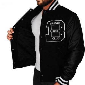 Veste universitaire OEM de haute qualité pour hommes avec broderie en chenille et manches en cuir Letterman de baseball personnalisé pour les grandes tailles - Product Image 2