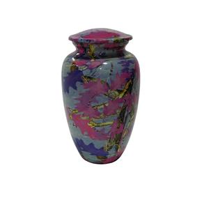 Aluminum Printed Cremation Urn Malty Color Leaf Theme Design <b>for</b> Human <b>Ashes</b> Handcrafted Indian <b>Keepsake</b> Urn - Product Image 1