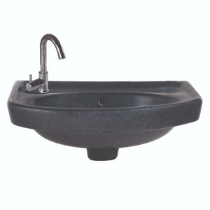 Lavabo rond noir hôtel maison lavabo sur pied lavabo avec trop-plein évier sur pied salle de bain en céramique hôtel monotrou - Product Image 1
