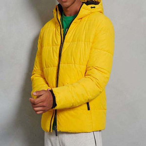 Winter Warm Men's Casual <b>Puffer</b> <b>Jacket</b> Hooded Breathable Waterproof Zipper Closure Cotton Filled <b>Yellow</b> Custom Colors ODM - Product Image 5