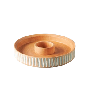 Plateau rond en bois de forme contemporaine, durable, personnalisé, pour la décoration de table de mariage, plateau à chips et à sauce - Product Image 6