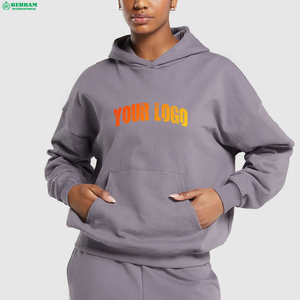 Sweat-shirts à capuche surdimensionnés pour femmes Behram International, design personnalisé, 100% coton, lavage à l'acide, respirants, doublés, épaules tombantes - Product Image 2