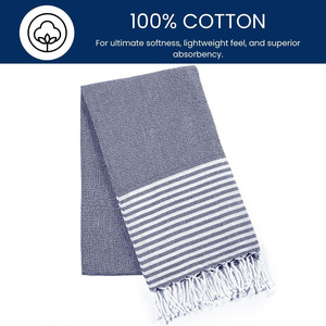 Fouta de luxe Hammam serviette tissé à la main coton turc bain plage Spa Wrap léger absorbant séchage rapide couverture de voyage - Product Image 2