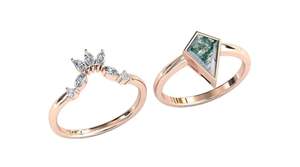 Anillo de compromiso y boda de plata 925 estilo victoriano con ágata musgosa natural en forma de cometa, engaste de garras, clásico, certificado, para fiesta - Product Image 2