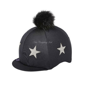 Couvre-chapeau d'équitation étoilé pour amoureux des chevaux avec des étoiles scintillantes et un pompon ludique - Product Image 2