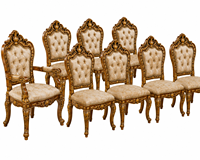 Ensemble de salle à manger Baroque Fusion 10 places avec détails dorés, table console, table et chaises de style Maharaja prestigieux