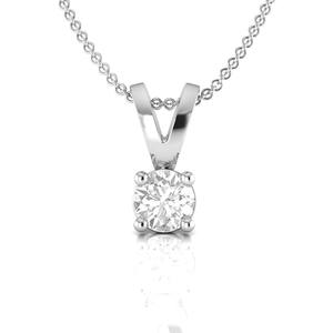 Pendentif solitaire rond en or massif 14 carats avec diamant de laboratoire certifié IGI VVS, style élégant, pour femmes, chez Fine Jewelry à bas prix - Product Image 2