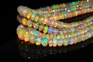 16-Inch Rondelle Yellow Ethiopian <b>Fire</b> Opal Bead Necklace Long-Strand 4-7mm Gemstone Beads - Product Image 3