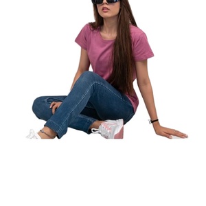 Camiseta Informal Personalizada para Mujer, de Algodón Transpirable, Holgada, con Hombros Caídos, Corta, Directo de Bangladés - Product Image 1