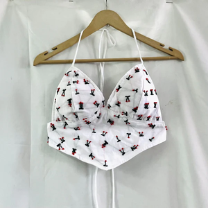 Bralette blanche en coton brodée de petits fils Butti - Product Image 1