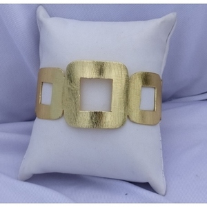 Handmade Classic Gold Plated Brass Cuff Bracelets Geometric Shape Patterned <b>Bangles</b> - Product Image 5
