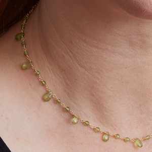 Cuentas de piedras preciosas de peridoto verde natural, cadena corta Nelace para mujer, estilo Wonderf, joyería de Ley 925 sólida, bodas de moda - Product Image 4