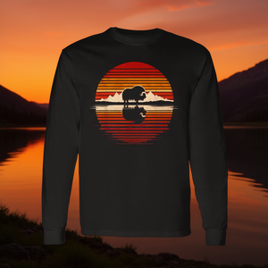 Sunset Retro Style Safari Vintage <b>70s</b> Long Sleeve Musk Ox T-<b>Shirt</b> Promotional Vintage Vintage <b>70s</b> Long Sleeve T-<b>Shirt</b> - Product Image 3
