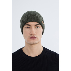 Gorro de Punto Suave para Hombre, Color Gris Oscuro, Acrílico, con Logotipo Simple, Flexible, Básico, Doble Capa, para Todas las Estaciones, Hecho en TR, Ideal para Deportes de Invierno - Product Image 4