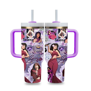 Vaso Térmico de Doble Capa de 40 oz con Logotipo Personalizado de la Cantante Selena Quintanilla, Botella de Agua Aislada - Product Image 1