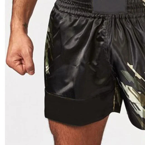 Shorts de Muay Thai pour hommes, couleur unie, satin, taille haute, élastique, séchage rapide, shorts de sport - Product Image 1
