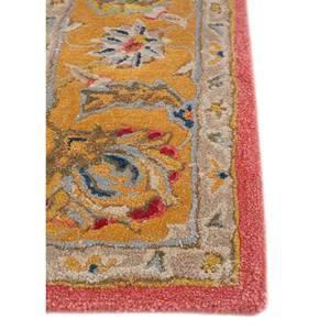 Alfombras Kasbah de Lana y Viscosa Hechas a Mano, Diseño Floral Rojo Naranja con Rayas, Clásicas para el Hogar, Pasillo, Forma Rectangular-Top-1516(Cs-01) - Product Image 4