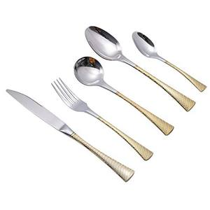 Vente en gros de couverts cuillère fourchette cuillère mariage lot de couverts luxe restaurant design gaufré argent poli - Product Image 3