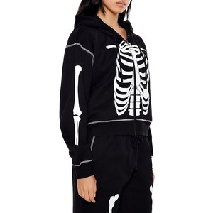 Nardon Apparel Sweat-shirt décontracté à manches longues imprimé pour femmes, hiver, capuche, fermeture éclair avec badge décoratif sur le devant - Product Image 4