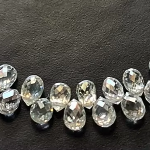 White Diamond Drop Sparkling Clear White Faceted Diamond Tear Drops, Diamond Drops - Product Image 1