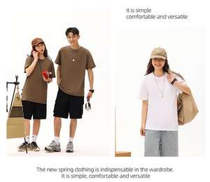 Impression poids lourd 100% coton blanc hommes T-shirt poids lourd surdimensionné T-shirt Logo personnalisé T-shirt 240GSM T-shirt pour hommes - Product Image 4