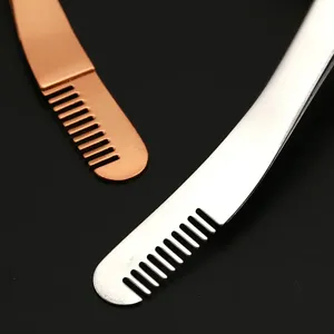 Custom Logo Makeup Tool Pointed Stainless Steel <b>Eyelash</b> Extension <b>Applicator</b> Tweezers in Pink Gold Silver - Product Image 4