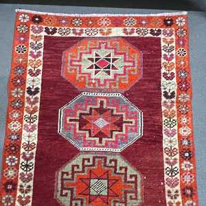 Alfombra Turca Vintage, Alfombra de Pasillo de 2.8x12 pies, Alfombra con Rayas Rojas - Product Image 2