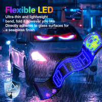 Pantalla LED programable dinámica para coche de 120*595 mm, ojos LED RGB, luz LED de ojo de diablo para ventana de coche SUV