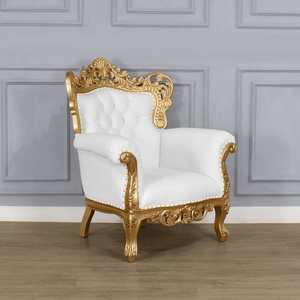 Canapé de luxe Pompi Throne de style moderne du milieu du siècle, avec revêtement en tissu, structure en bois d'acajou, finition dorée, haute qualité pour usage intérieur - Product Image 2