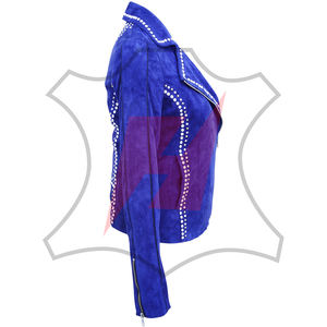 Chaqueta de Cuero Genuino de Gamuza de Vaca, Nueva y Moderna, con Cierre de Cremallera, Resistente al Viento, Tallas y Diseños Personalizados, Mangas Largas, para Mujer - Product Image 3