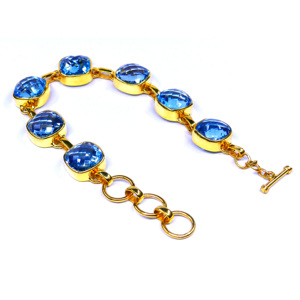 Blue Topaz <b>Bracelet</b> Gemstones Classic Attractive Sterling <b>Silver</b> 925 Trendy Unique Wedding Wear Couple - Product Image 3