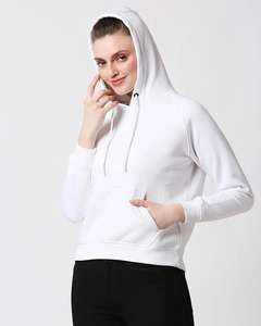 Sudadera con Capucha para Mujer, de Forro Polar Blanco, Suave y Cálida, de Manga Larga, con Bolsillo Tipo Canguro, Opción de Logotipo Personalizado, Ropa Informal Cómoda para Invierno - Product Image 2