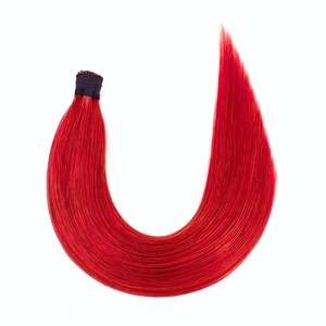 ผมต่อแบบ I-Tip ลอนธรรมชาติ แบบ Double Drawn ติดกาวสำเร็จรูป 8 นิ้ว สีแดง - Product Image 1