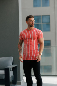 เสื้อยืดเข้ารูปลายปะการังสีขาวสำหรับผู้ชายเสื้อยืดผ้าฝ้ายระบายอากาศออกแบบโลโก้ได้ตามต้องการ - Product Image 5