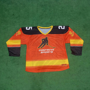 Maillot de hockey sur glace personnalisé par sublimation, uniformes d'équipe internationale, hommes, coupe personnalisée, haute qualité, 100% polyester, séchage rapide, respirant - Product Image 1