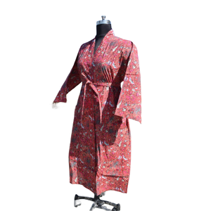 Kimono Peignoir en coton Robe de nuit d'été ouverte sur le devant pour femmes Robe de plage - Product Image 2