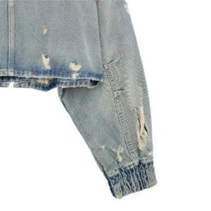 Nouveauté Veste en jean bleue longue 100% coton pour femmes avec vestes et manteaux en jean vintage de style détresse pour femmes - Product Image 6