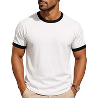 T-shirt Ringer pour homme en coton/bambou, écologique, respirant, séchage rapide, haute qualité, manches courtes, coupe classique, col rond