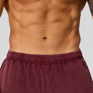 Wholesale Custom Men's Fitness <b>Shorts</b> Vintage Washed Elastic Waist Gym Workout Streetwear Breathable Activewear Solid Plain Dyed - Product Image 3
