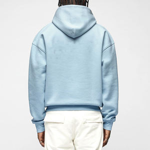 Ropa de calle de lana azul oscuro de algodón grueso de alta calidad, lisa, de gran tamaño, en blanco, venta al por mayor, sudaderas con capucha sin cordón Reino Unido - Product Image 6