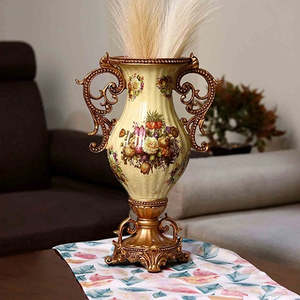 Vase à fleurs en laiton antique, élégance florale, durable, lustré, design traditionnel vintage, fait main, pour salon ou mariage - Product Image 1