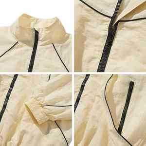 Chaqueta cortavientos retro para hombre, estilo streetwear, con cremallera, ligera, de nailon, tipo softshell, para deporte. - Product Image 2