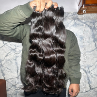 Ekstensi Rambut Gelombang Alami India Mentah, Kutikula Tertata Rapi, Bebas Kusut, Dari Produsen & Grosir India