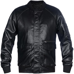 Custom Men's <b>Genuine</b> Leather Winter High Quality Patch Work Zip-Up Embroidered Waterproof Breathable Eco-Friendly Front Leather - Product Image 1