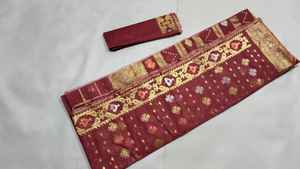 Exclusif Deshi Dhakai ROUGE Jamdani Sharee Qualité d'exportation pour les femmes JAMDANI FABRIC Bleu VERT Doré Bleu Ciel du Bangladesh - Product Image 4