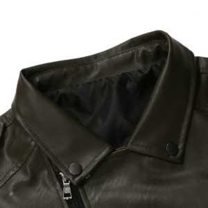 Chaqueta de bombardero de cuero Formal para hombre Cuero genuino Cremallera Cuello alto Logotipo frontal Primavera Impermeable al aire libre - Product Image 4