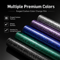 Película Adhesiva de Fibra de Carbono Forjada PET, Color Negro Brillante que Cambia de Tono, Rollo Completo para Carrocería, Consola Central, Interior y Retrovisor
